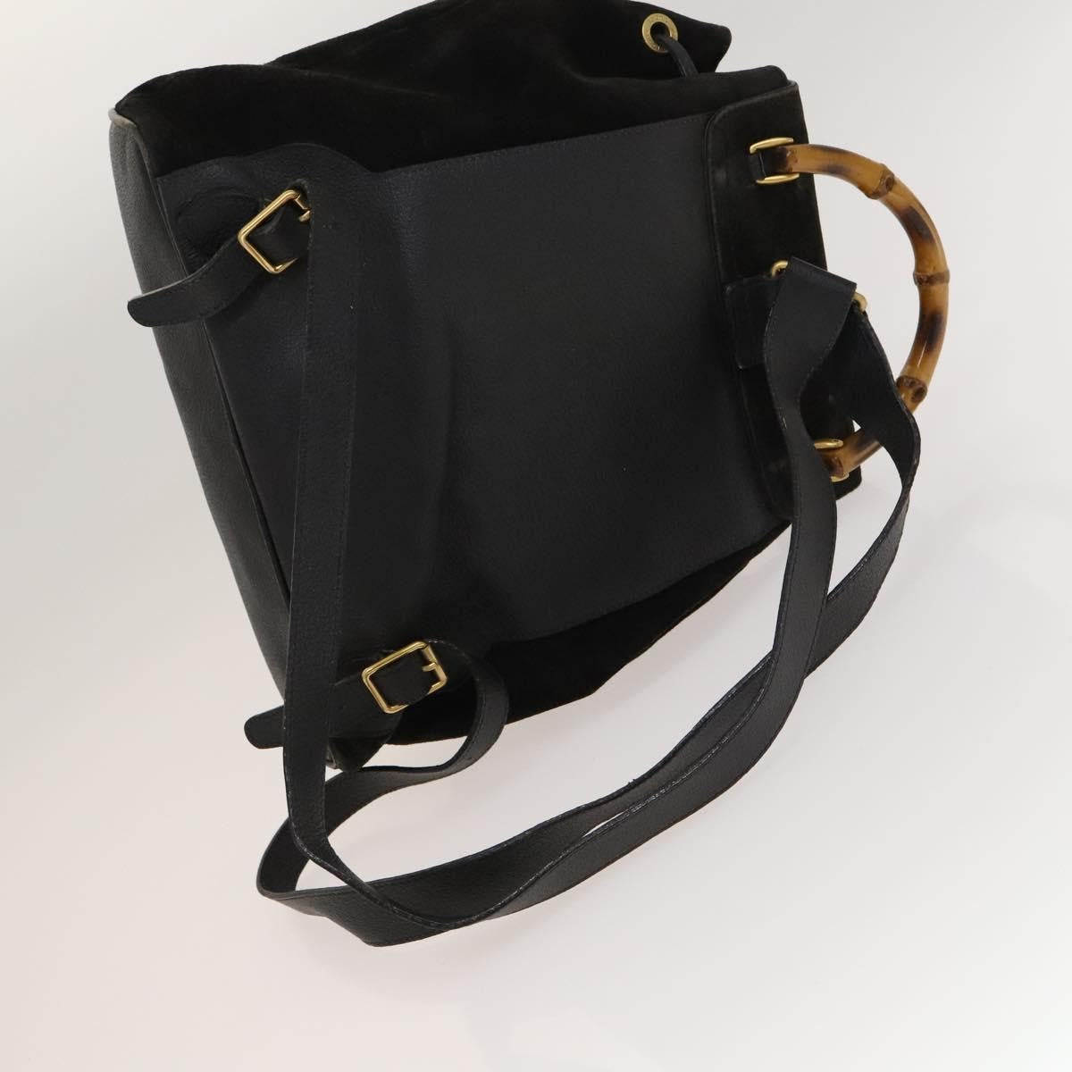 Gucci Vintage Bamboo Backpack Suede, BLACK, SUEDE, Backpack