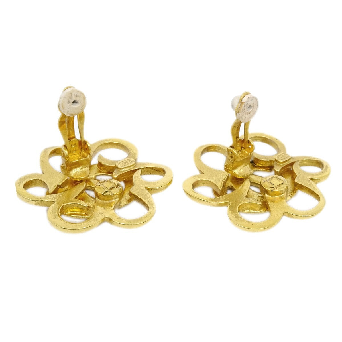 Chanel Vintage CC Flower Clip-On Earrings Metal, GOLD, GOLD_PLATED, Earrings