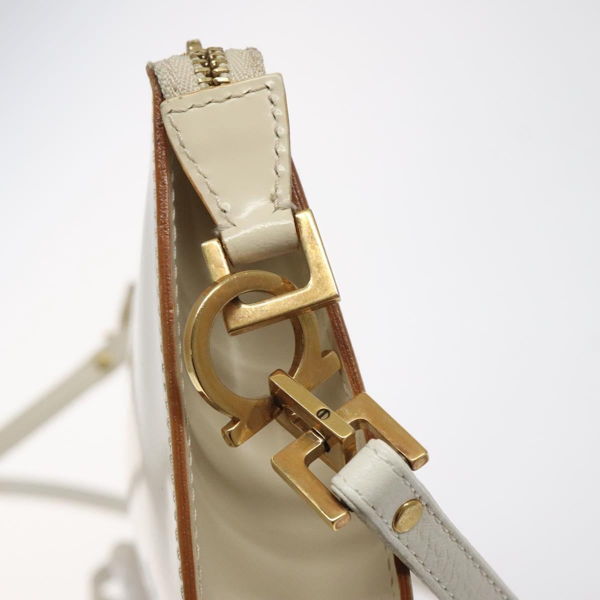 Salvatore Ferragamo Gancini Shoulder Bag Leather, BEIGE, LEATHER, Shoulder bag