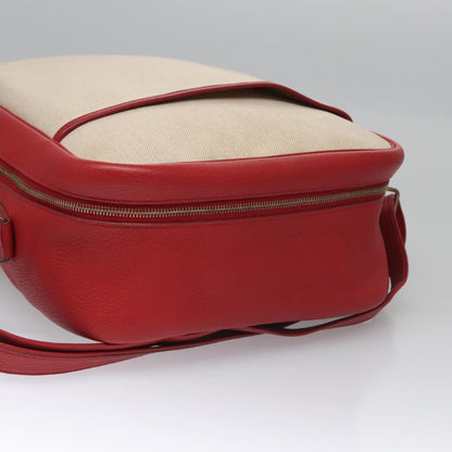Hermes Victoria Messenger Bag Toile with Leather, BEIGE, CANVAS, Crossbody bag