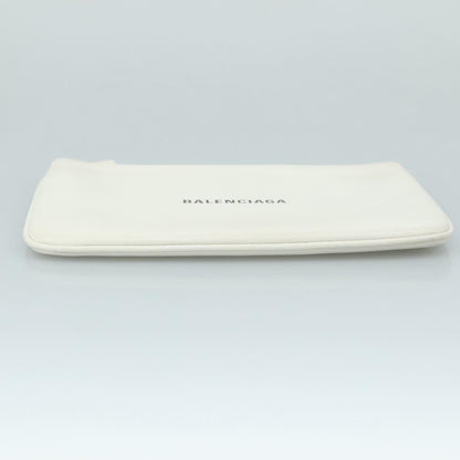 Balenciaga Everyday Logo Pouch Printed Leather, WHITE, LEATHER, Clutche & pouche