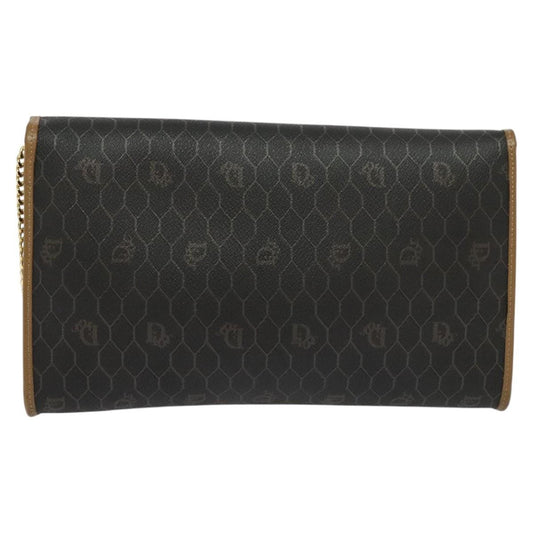 Christian Dior Vintage Honeycomb chain Canvas, BLACK, CANVAS, Handbag
