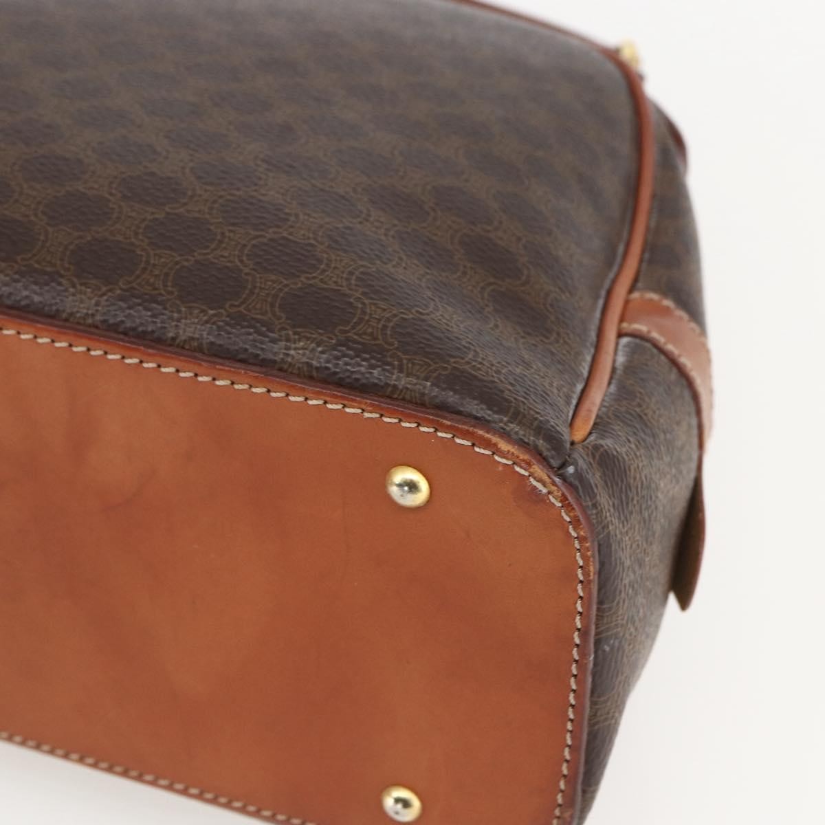 Celine Vintage Macadam Handbag Canvas and Leather, BROWN, CANVAS, Handbag