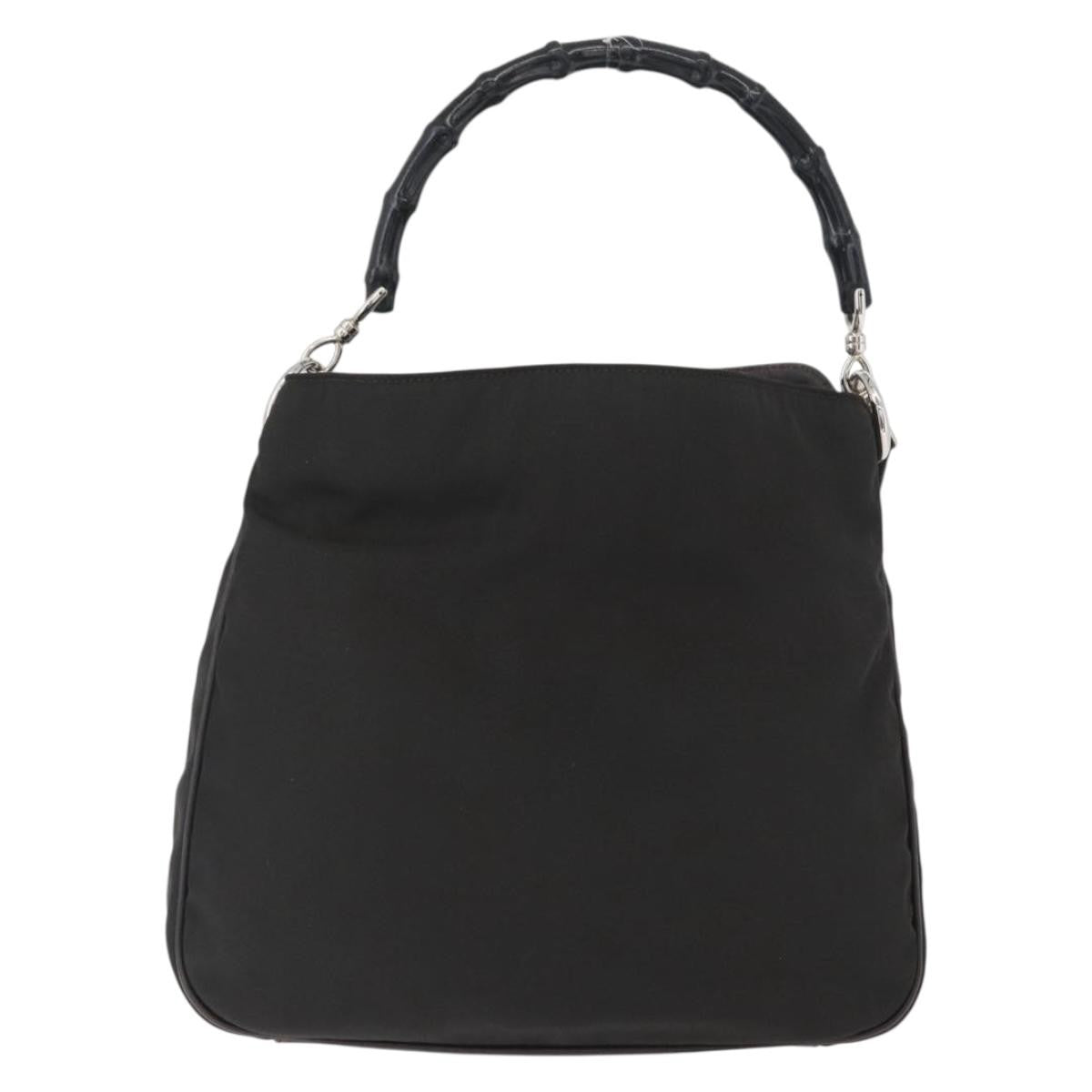 Gucci Vintage Bamboo Handle Bag Nylon, Black, Nylon, Handbag