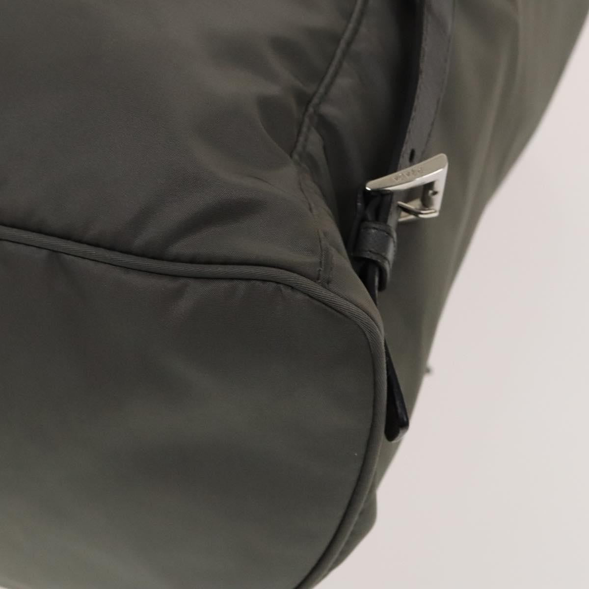 Prada Front Zip Drawstring Backpack Tessuto, GRAY, NYLON, Backpack