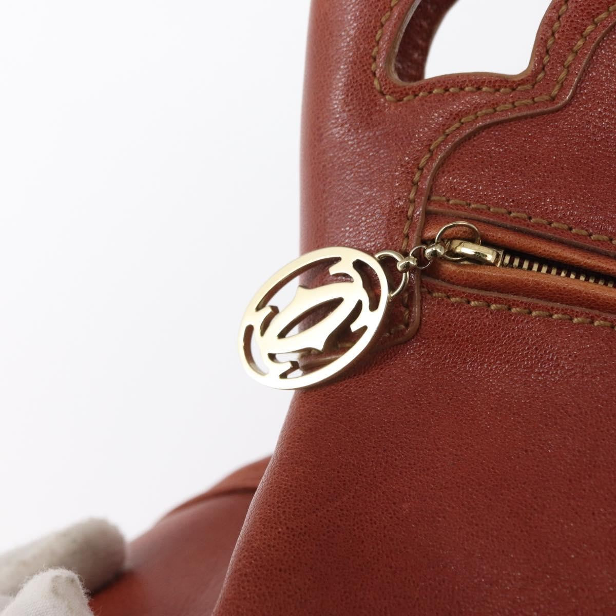cartier Marcello Handbag Leather, BROWN, LEATHER, Handbag