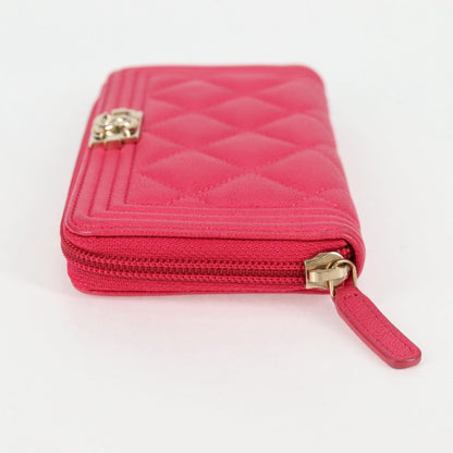 Chanel Compact Boy Wallet Caviar, PINK, LEATHER, Wallets