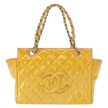 Chanel Vintage Petite Timeless Tote Quilted Patent, YELLOW, PATENT_LEATHER, Tote bag