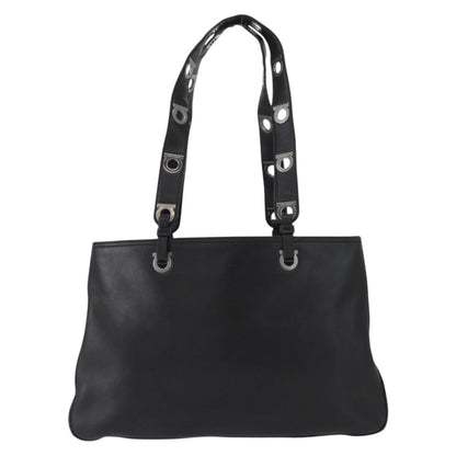 Salvatore Ferragamo Gancini Tote Leather, BLACK, LEATHER, Tote bag