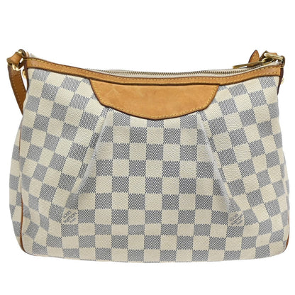 Louis Vuitton Siracusa Handbag Damier, WHITE, LEATHER, Shoulder bag