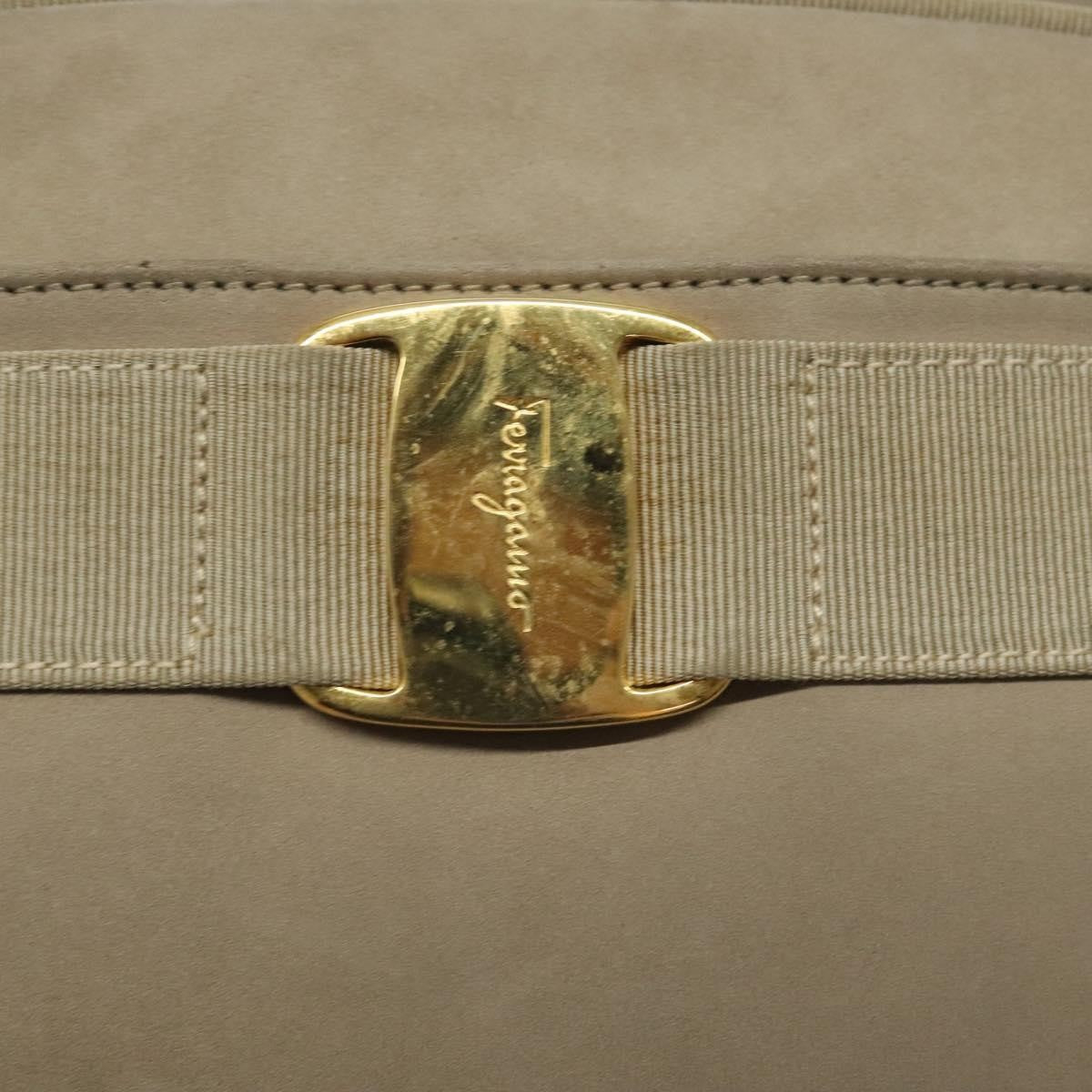 Salvatore Ferragamo Vara Bow camera Shoulder Bag Suede, Beige, Suede, Shoulder Bag