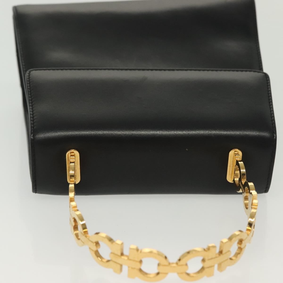 Salvatore Ferragamo Vintage Gancini Convertible Top Handle Bag Leather, BLACK, LEATHER, Handbag