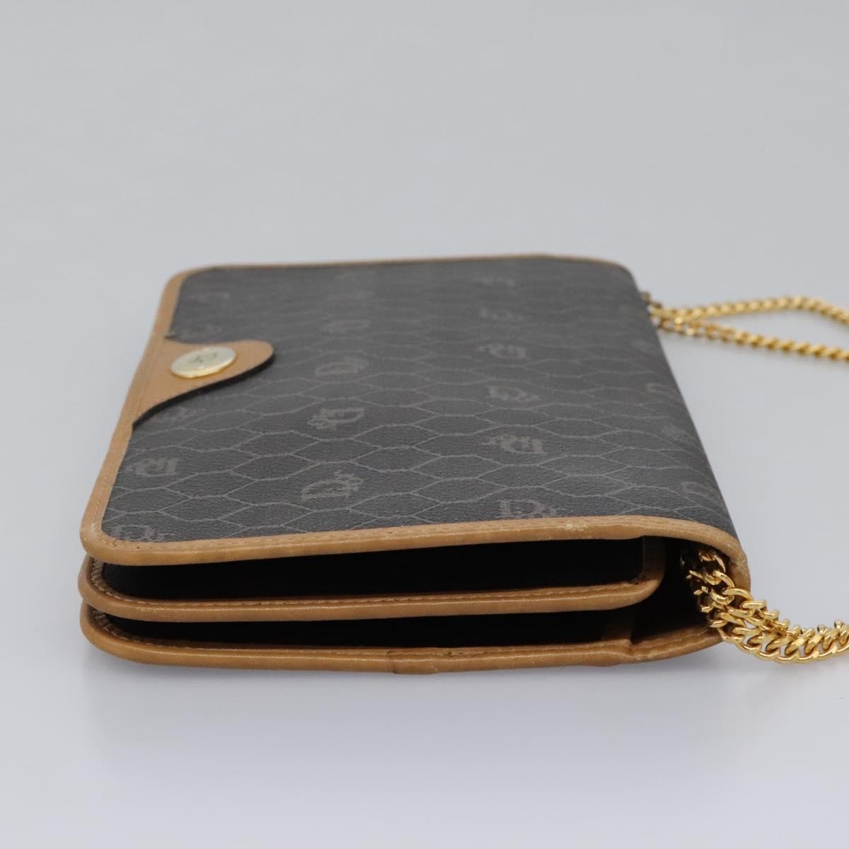 Christian Dior Vintage Honeycomb chain Canvas, BLACK, CANVAS, Handbag