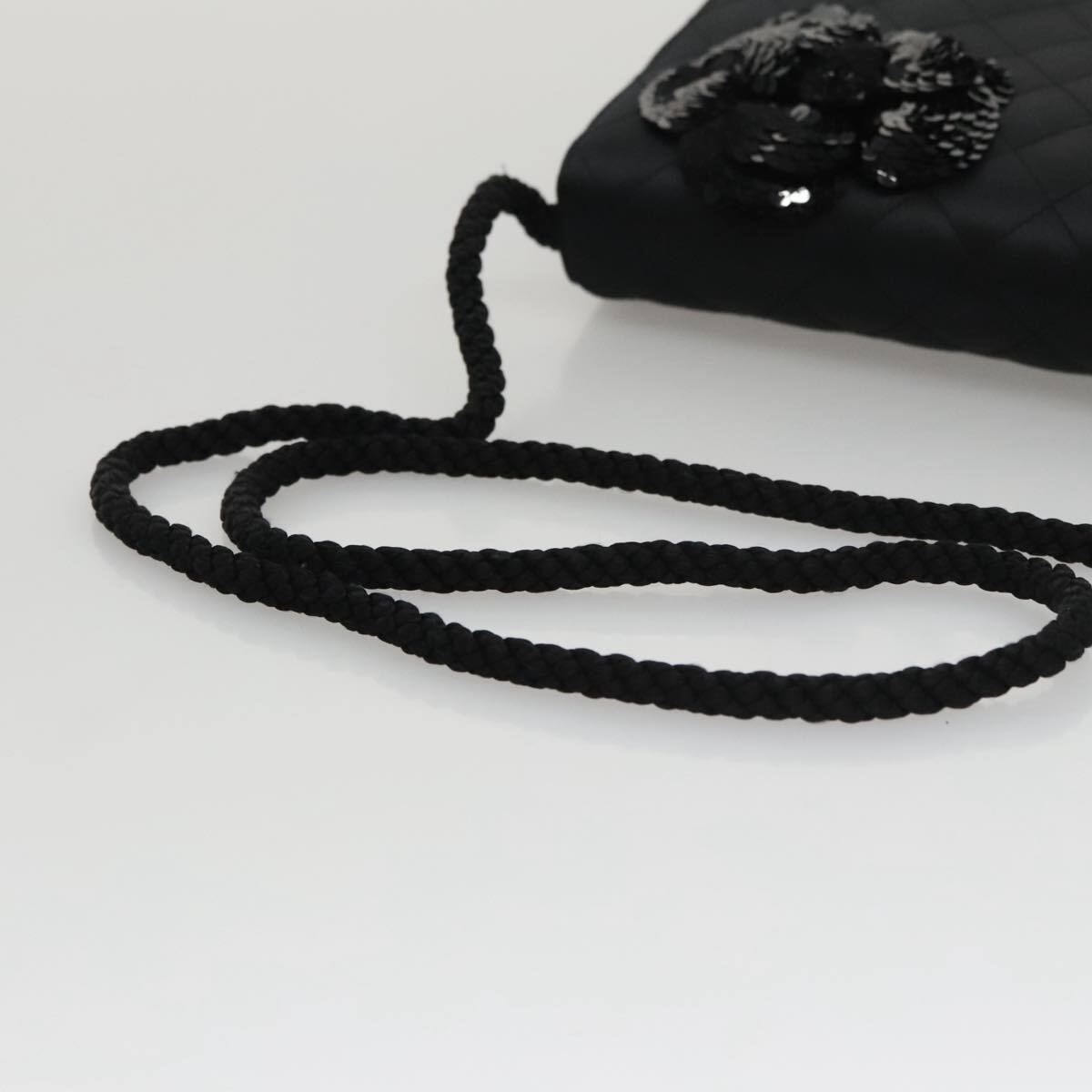 Chanel Camellia Charms Wallet on Chain Silk, BLACK, SATIN, Wallets