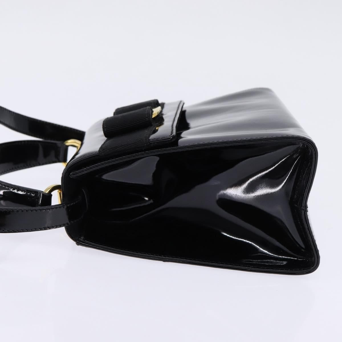 Salvatore Ferragamo Vintage Vara Bow Top Handle Bag Patent Leather, BLACK, PATENT_LEATHER, Handbag