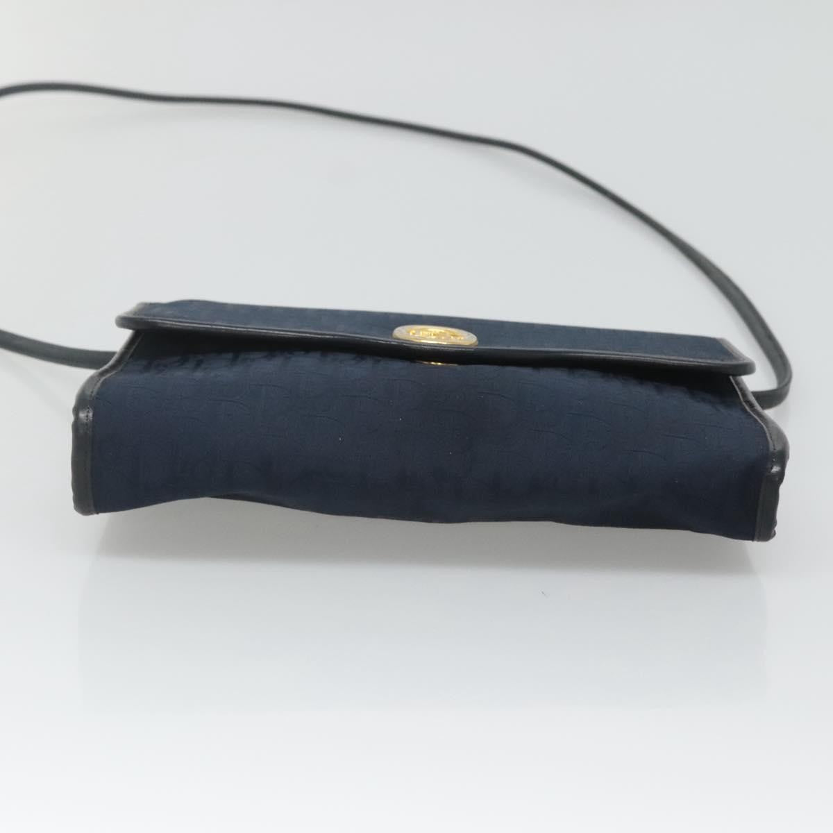 Christian Dior Vintage Trotter Flap Shoulder Bag Canvas, NAVY, CANVAS, Shoulder bag