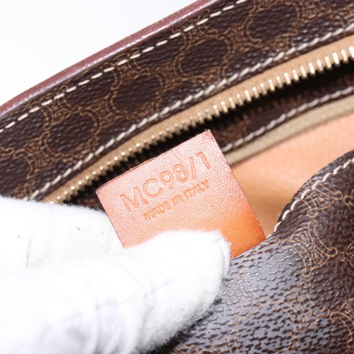 Celine Macadam Handbag Macadam with leather, BROWN, LEATHER, Handbag