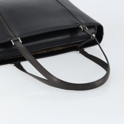 Burberry Handle Tote Leather, BLACK, LEATHER, Tote bag