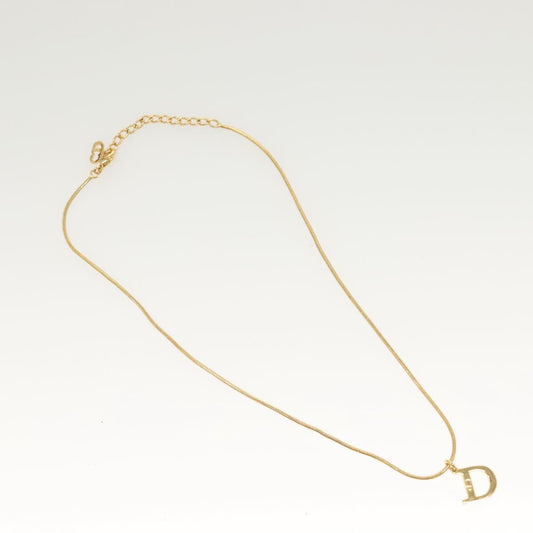 Christian Dior D logo Pendant Necklace Metal, GOLD, METAL, Necklace