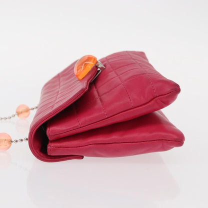 Chanel Chocolate Bar CC Clutch Quilted Leather, PINK, LEATHER, Clutche & pouche