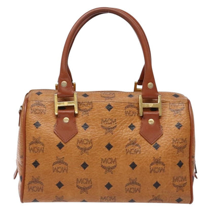 MCM Visetos logogramme Handbag Canvas and Leather, BROWN, PVC, Handbag