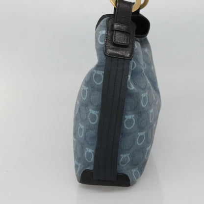 Salvatore Ferragamo Gancini Shoulder Bag Canvas, BLUE, CANVAS, Shoulder bag