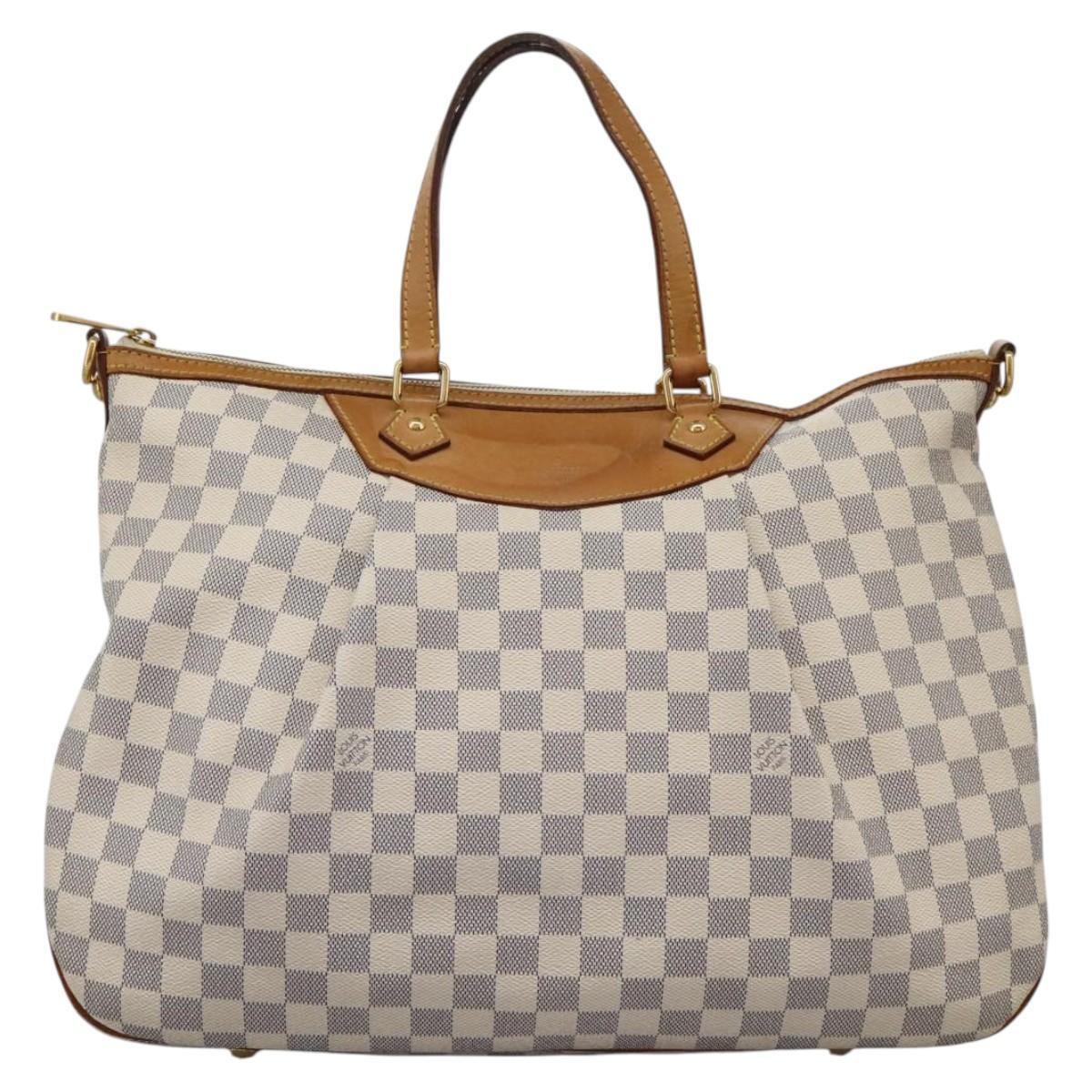 Louis Vuitton Siracusa Handbag Damier, WHITE, CANVAS, Shoulder bag