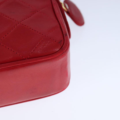 Chanel Vintage Front Pocket Camera Bag Quilted Lambskin, RED, LEATHER, Shoulder bag