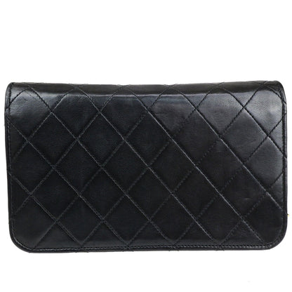 Chanel Wallet on Chain Stitched Leather, BLACK, LEATHER, Clutche & pouche