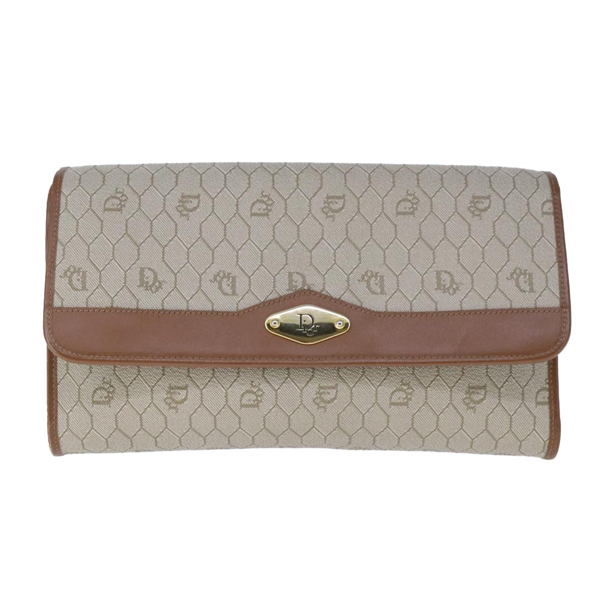 Christian Dior Vintage Honeycomb chain Canvas, BEIGE, CANVAS, Shoulder bag