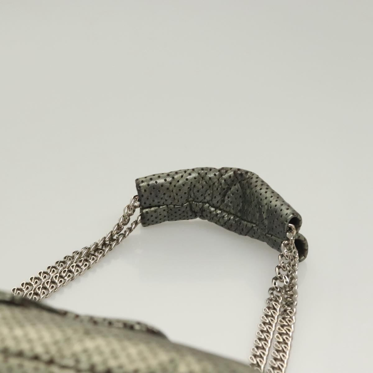 Chanel Drill Flap Bag Perforated Leather, SILVER, LEATHER, Shoulder bag