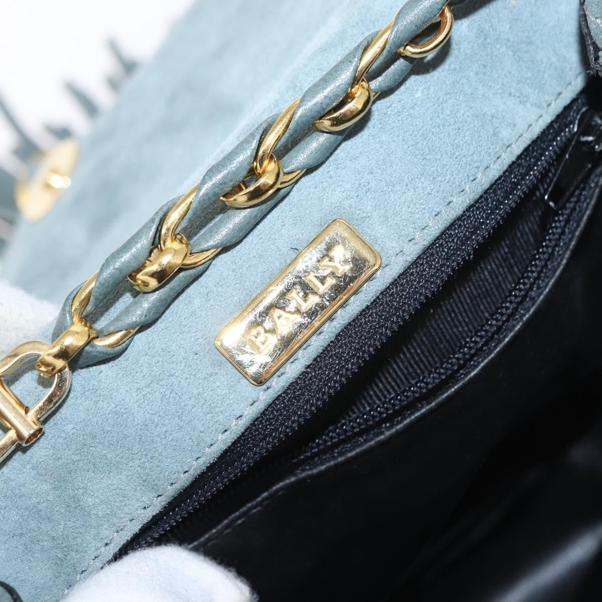 Bally Vintage Chain Shoulder Bag Quilted Suede, GRAY, SUEDE, Shoulder bag