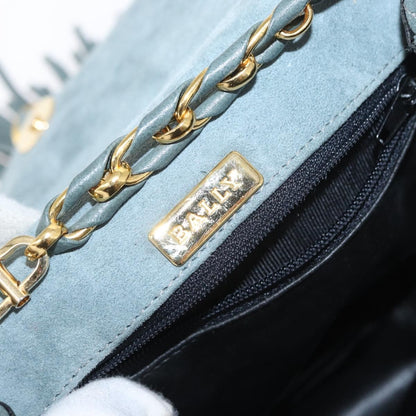 Bally Vintage Chain Shoulder Bag Quilted Suede, GRAY, SUEDE, Shoulder bag