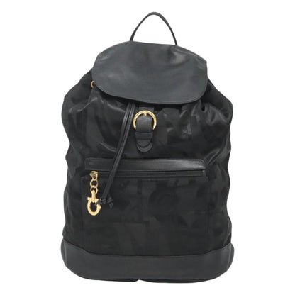 Salvatore Ferragamo Vintage Gancini Backpack Nylon, BLACK, NYLON, Backpack