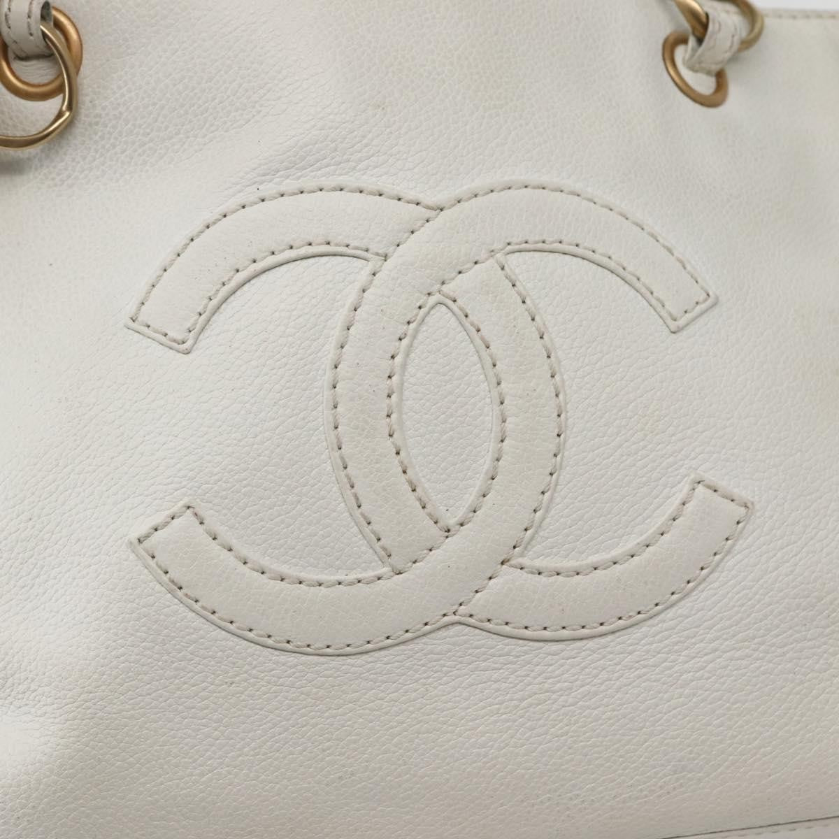 Chanel Vintage Timeless Chain Shoulder Bag Lambskin, WHITE, LEATHER, Tote bag