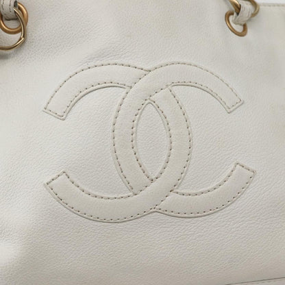 Chanel Vintage Timeless Chain Shoulder Bag Lambskin, WHITE, LEATHER, Tote bag