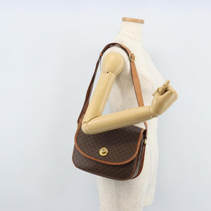 Celine Vintage Macadam Shoulder Bag Canvas and Leather, BROWN, CANVAS, Shoulder bag