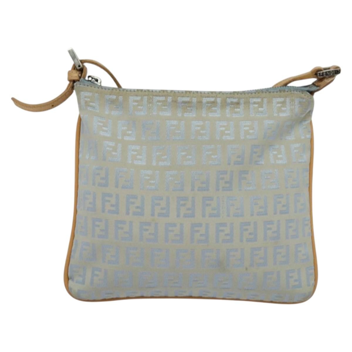 Fendi Vintage Flat Crossbody Bag Zucchino Canvas, BLUE, CANVAS, Shoulder bag