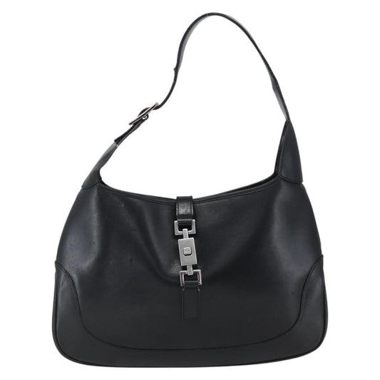 Gucci Jackie O Bouvier Hobo Leather, BLACK, LEATHER, Shoulder bag