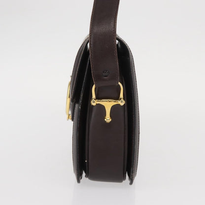Celine Vintage C Sulky Horsebit Shoulder bag Canvas and Leather, BROWN, CANVAS, Shoulder bag
