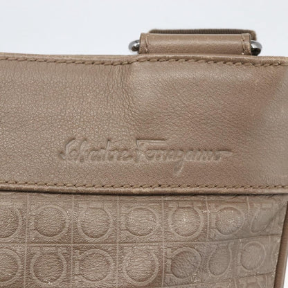 Salvatore Ferragamo Gancini Shoulder Bag Leather, BEIGE, LEATHER, Shoulder bag