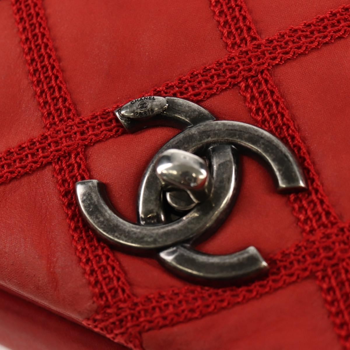 Chanel Diamond Stitch Chain Flap Bag Quilted Iridescent Calfskin, RED, LEATHER, Shoulder bag