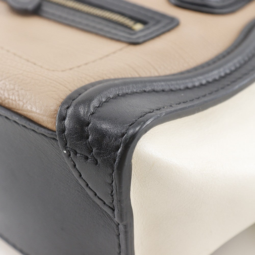 Celine Tricolor Luggage Bag Leather, BLACK, LEATHER, Handbag