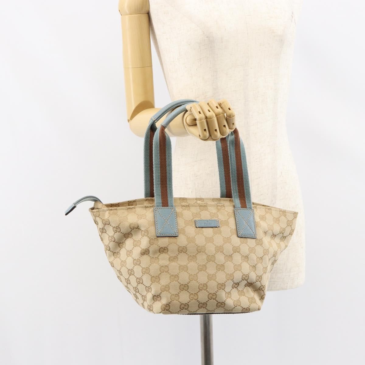 Gucci Web Zip Tote GG Canvas, BEIGE, CANVAS, Tote bag