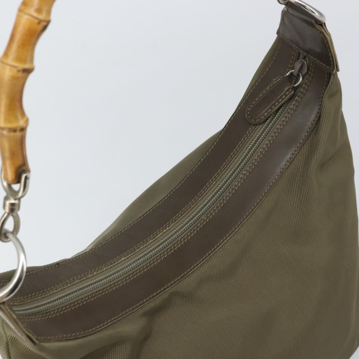 Gucci Vintage Bamboo Shoulder Bag Nylon, KHAKI, NYLON, Shoulder bag