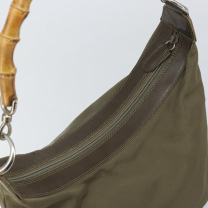 Gucci Vintage Bamboo Shoulder Bag Nylon, KHAKI, NYLON, Shoulder bag