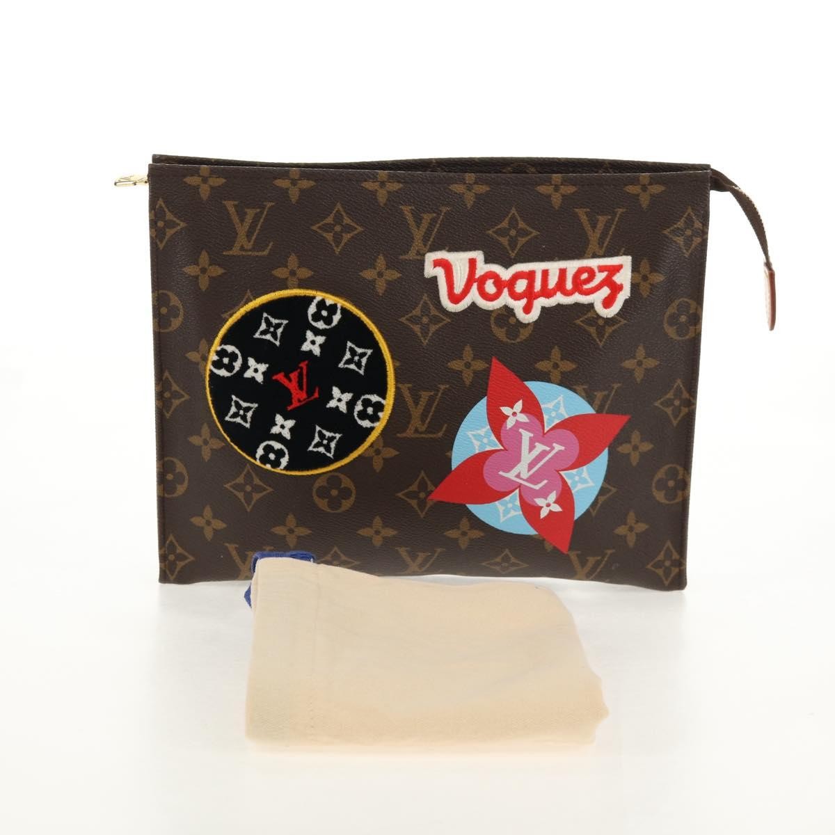 Louis Vuitton Toiletry Pouch Limited Edition Patches Monogram Canvas, BROWN, CANVAS, Clutche & pouche