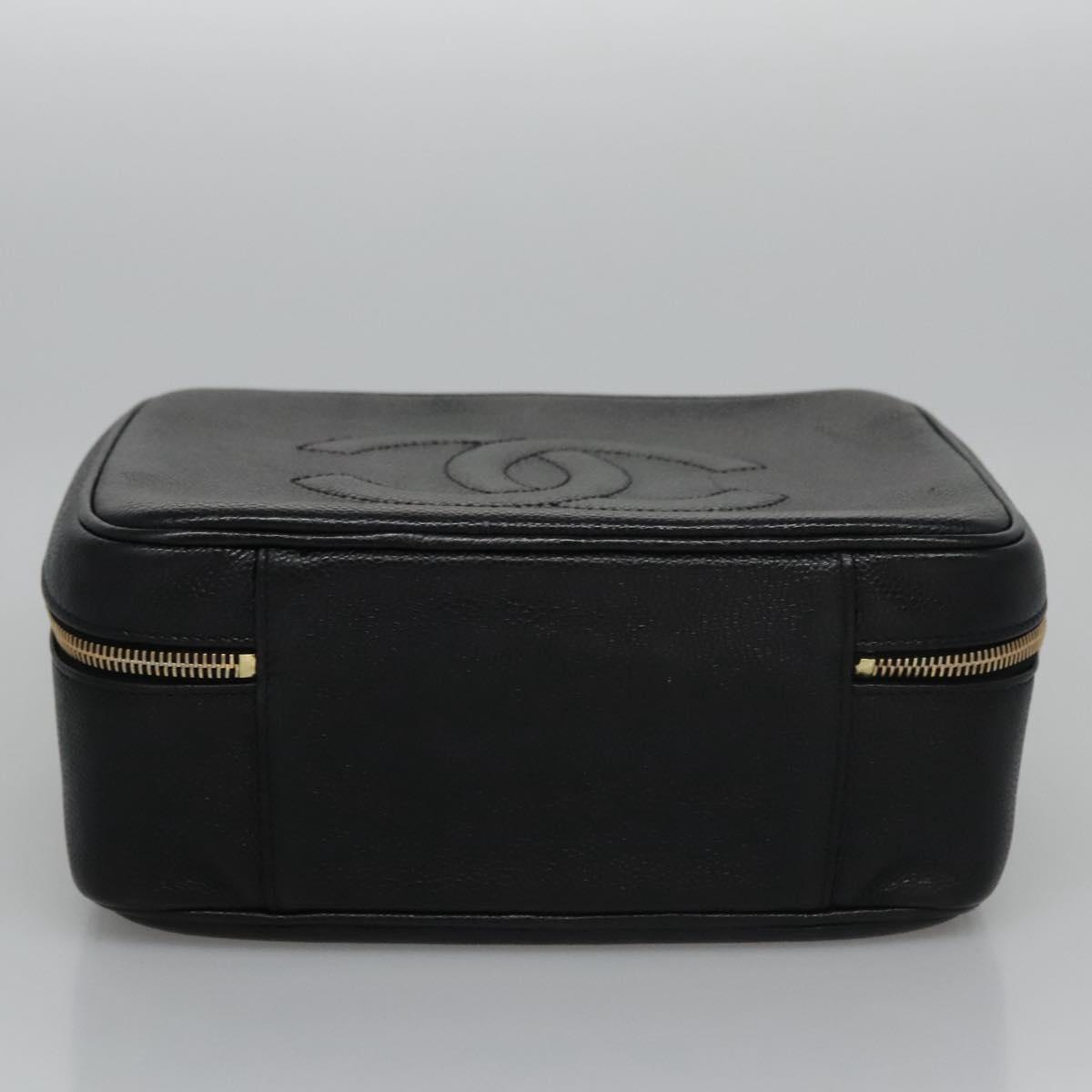 Chanel Vintage Timeless Zip Around Vanity Case Caviar, BLACK, LEATHER, Toiletry Case