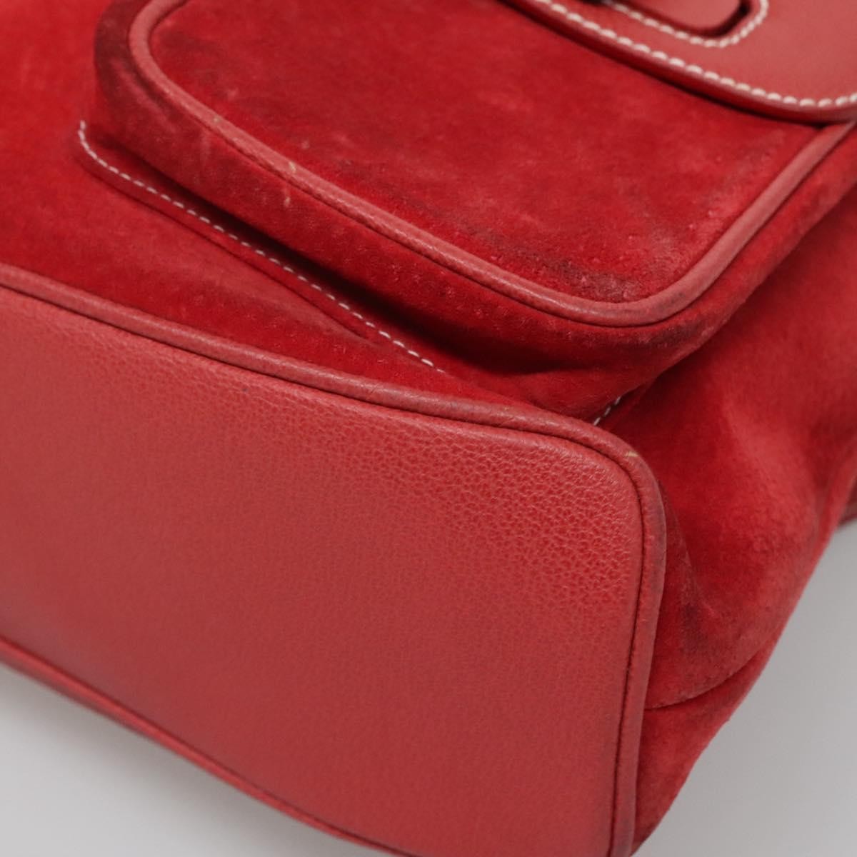 Gucci Bamboo Tassel Backpack Suede, RED, SUEDE, Backpack