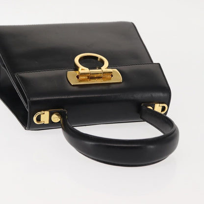 Salvatore Ferragamo Gancini Convertible Top Handle Bag Leather, BLACK, LEATHER, Handbag